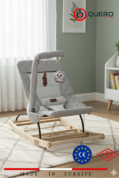 Quero Linda Ahşap Anakucağı, Kademeli, Sallanır, Sabitlenebilir, Oyuncaklı,Ana Kucağı Puset, Ana Dizi
