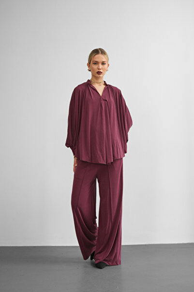 Molly Nelly Women's Comfortable Fit Batwing Sleeve Blouse Pants Set