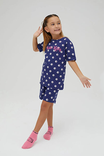 Hello Kitty Kız Çocuk Kısa Şortlu Pamuklu Pijama Takımı