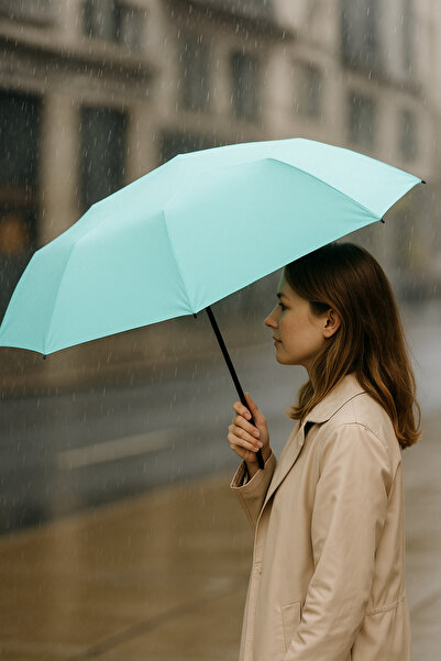 Wexta Çanta Boy UV 50 Kapsül Düz Renk 50 cm Şemsiye Mint Yeşili