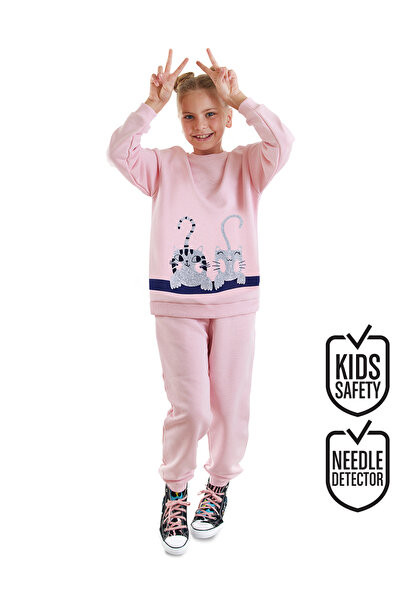 Denokids Çizgili Dostlar Kız Çocuk Pembe Eşofman Takım