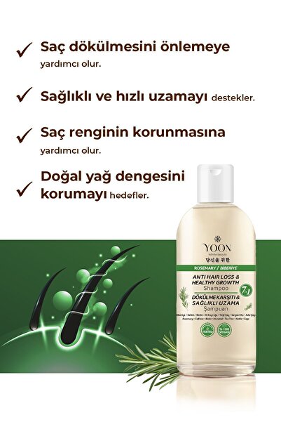 YOON 2'li Vegan Saç Spreyi & Biberiye Şampuanı, 7 Doğal Aktif, Keratin ve Kolajen İçeren, Saç Bakım Seti