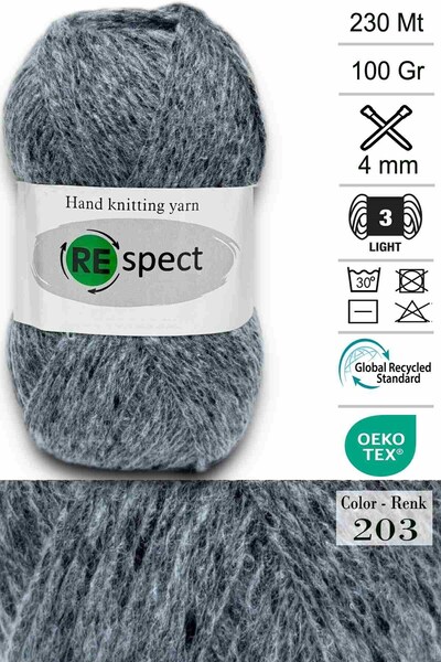 Respect 100gr-230mt Μαλακό Ακρυλικό Μαλλί- Κορδόνι Μωρού- 203