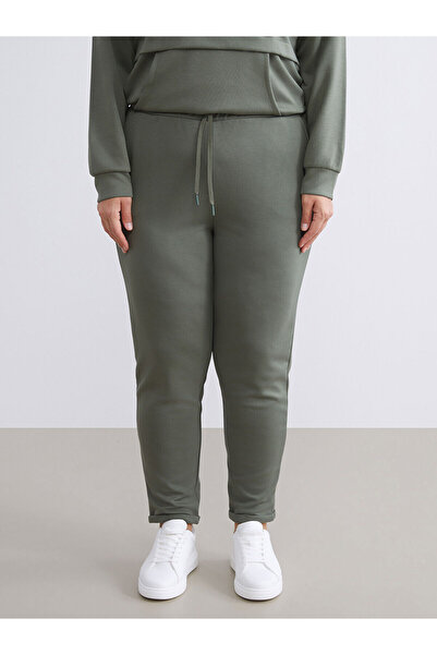 LC Waikiki Πράσινο γυναικείο παντελόνι με ελαστική μέση