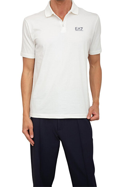 EA7 Men's polo collar t-shirt - white