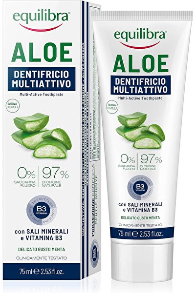 Equilibra Aloe Multiactive Toothpaste, Anti-Caries, Anti-Tartar, Gingival Protector, 75 ml, Equilibra