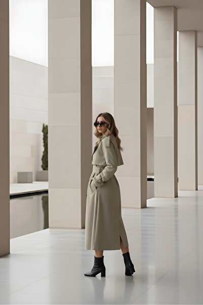 gm giyimarket Yeni Sezon Oversize Uzun Kadın Trençkot