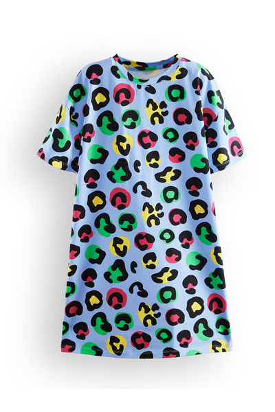 Denokids Leopar Kız Çocuk Oversize Elbise