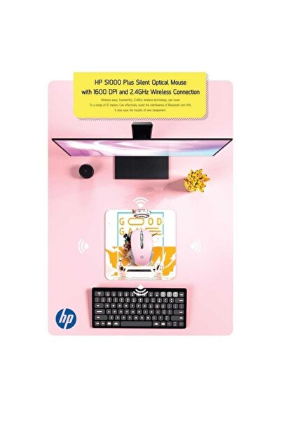 HP S1000 Plus Kablosuz Sessiz Mouse Pembe | Ramwhite Türkiye Garantili