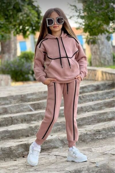 minitrends Set de sus și de jos pentru fete cu buzunar cu glugă