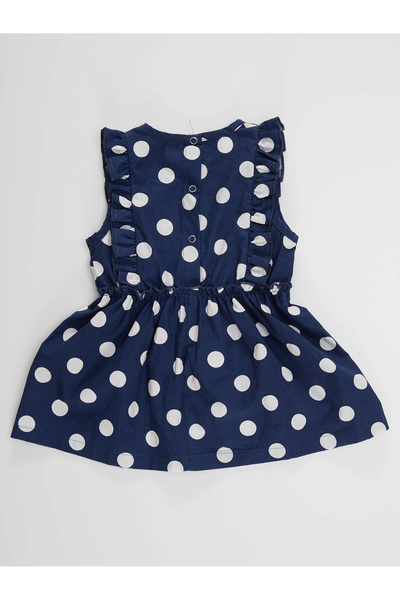Denokids Puanlı Çilek Kız Bebek Poplin Yazlık Fırfırlı Elbise