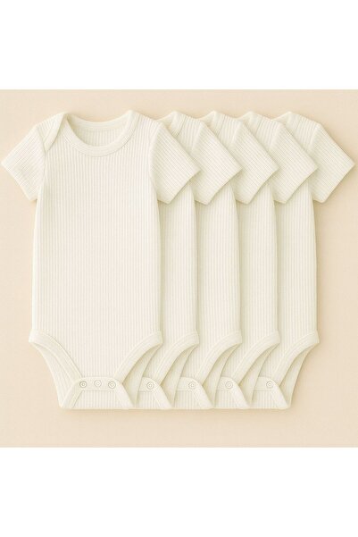SPARKLY BABY %100 Organik Pamuk 5li Beyaz Kısa Kollu Bebek Body YENİ