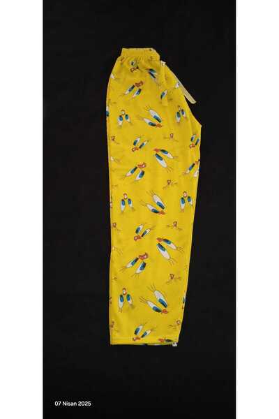 FASON TASARIM BUKADINCA Sarı Kumaş Üzerinde tweety Kuş Desenli Pijama Tek Alt