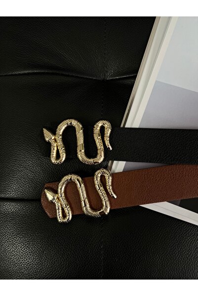 Fiori Pachet de 2 curele pentru pantaloni pentru femei cu cataramă de șarpe, ...