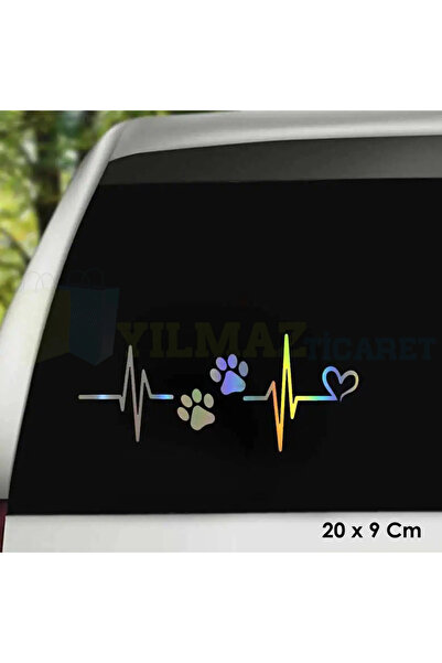 pınaxar Cat Paw Heart Rhythm Hologram Car Sticker Quality Design