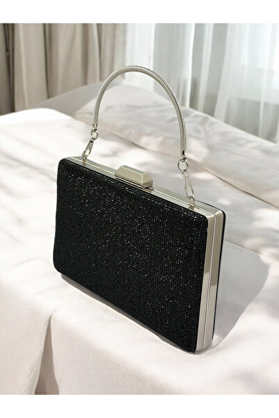 MidStore Black Color Crystal Stone Metal Handle Evening Dress Bag Kına