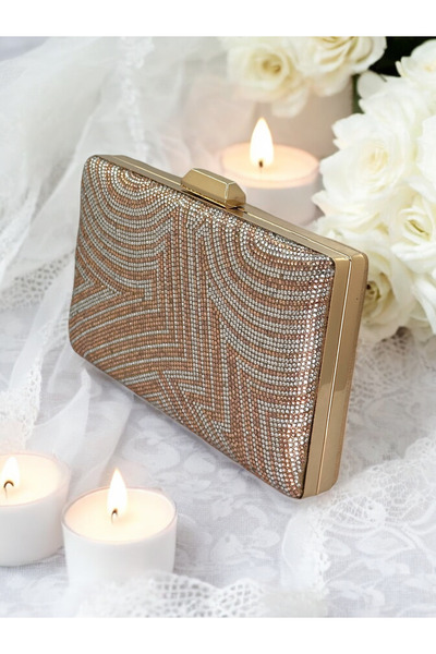 Biçanta Rosegold Srebrna Sa kamenčićima Kristalna Večernja Haljina Torba - Za...