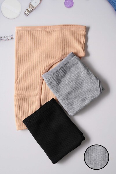 Lolitam Women's 3-Pack Ribbed Cotton Panties