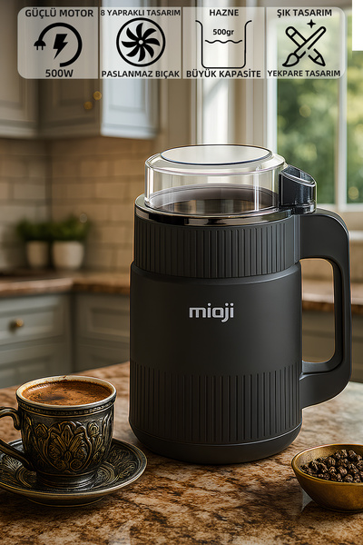 Mioji Mio CG34 500W Paslanmaz Çelik Bıçak Kompakt Baharat ve Kahve Öğütücü Siyah