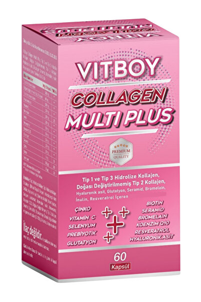 Vitboy Hidrolize Kolajen Multi Plus Tip 1,2,3 Prebiyotik,bromelain,glutatyon,seramid,çinko,biotin 60 Kapsül