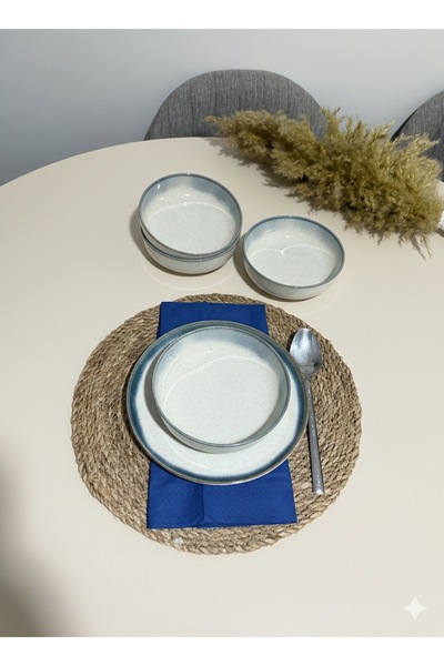 Kütahya Porselen Mussel Patterned Cinnamon 15cm Bowl Set of 4 (with Emblem)