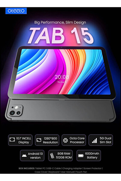 OTEETO تاب 15 10.1 ثنائي الشريحة أزرق 8 جيجابايت رام 512 جيجابايت 5G - النسخة العالمية