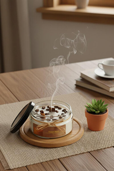 Trend Mum Kahve Dekorlu Ve Kahve Kokulu Mum , Hediyeik Mum