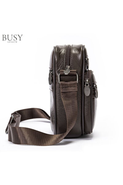 Busy Lady&Gentleman Ancorn men's bag, genuine leather, multiple compartments, handbag, brown