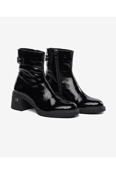 Greyder Kadın Siyah Rugan Hakiki Deri Topuklu Bot 5K2WB59126