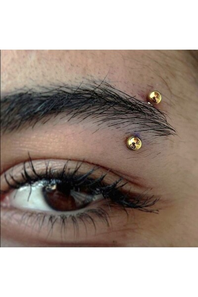 Heppii Cerrahi Çelik Gold Renkli Kaş Piercingi 8 mm