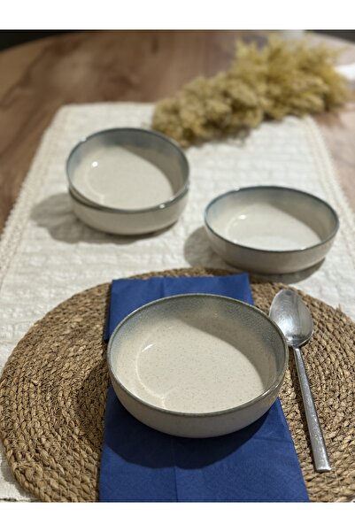 Kütahya Porselen Mussel Patterned Cinnamon 15cm Bowl Set of 4 (with Emblem)