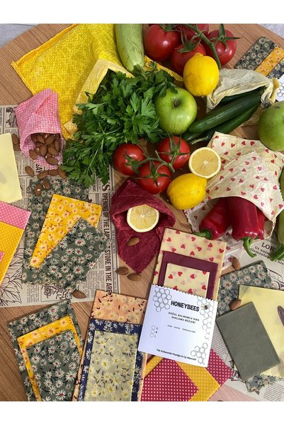 Home Polka Dot Pattern Reusable Natural Beeswax (Beeswax) Food Storage Fabric Cloth Pack of 5
