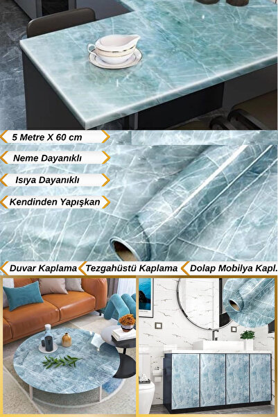 Hane Dostu 5 Metre Mermer Desenli | Kesilebilir | Kendinden Yapışkanlı |Masa Tezgah Mutfak Folyo Sticer Kaplama