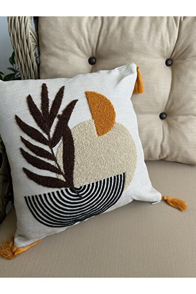 WARPELLA غطاء وسادة (45*45)، تطريز على الكتان، وسادة زخرفية