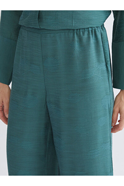 LC Waikiki Patterned Wide Leg Women's Trousers with Elastic Waist