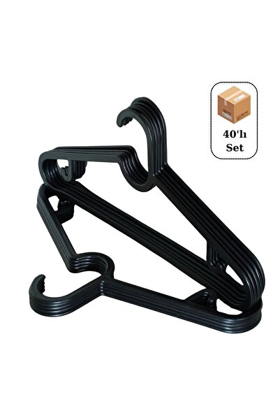 Huub Hanger Collection 40 de bucăți de umerașe subțiri din plastic, umerașe pentru haine, umerașe pentru îmbrăcăminte, umerașe negre
