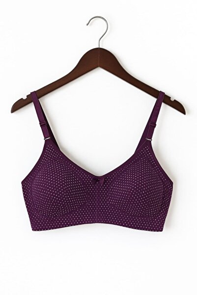 enmodaiçgiyim 4 bucăți sutien din bumbac mov, pieptănat – fără sârmă, fără burete, cu model cu buline