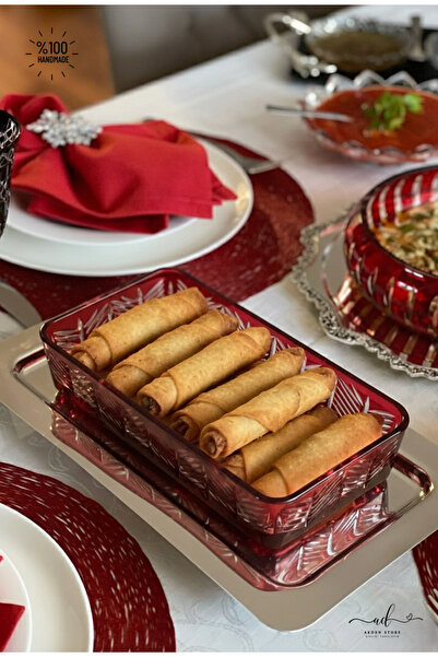 AKDEN STORE Crystal Decor Baton Presentation Bowl / Cookie Bowl 24cm