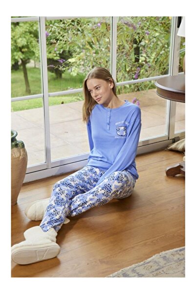 Aydoğan Set pijamale termice pentru femei Aydoğan - mânecă lungă, imprimeu Motto de pisică, magazin Lodos