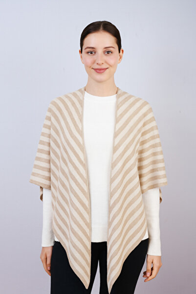 Sebir Moda Ριγέ Τρίγωνο Πλεκτό Σάλι