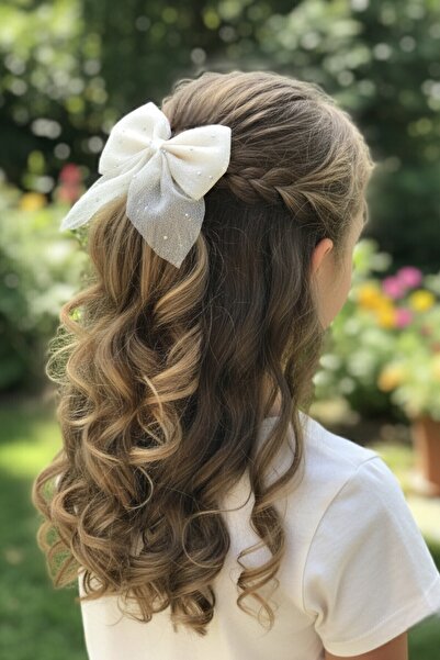 Lynare Agrafă de păr cu fundă din tul strălucitor 1 bucată