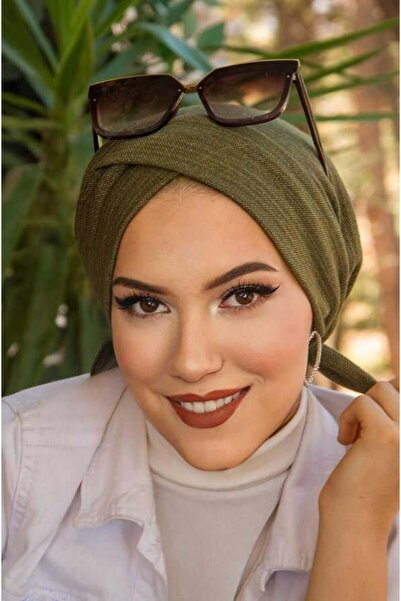 Aişe tesettür Glittering Khaki Cross Banded Bonnet