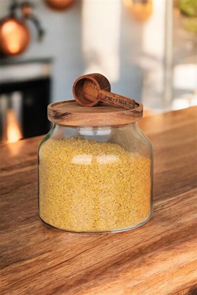 Qerhome Akasya Kapaklı Vakumlu Cam Erzak Kavanozu 2 Litre (MN)