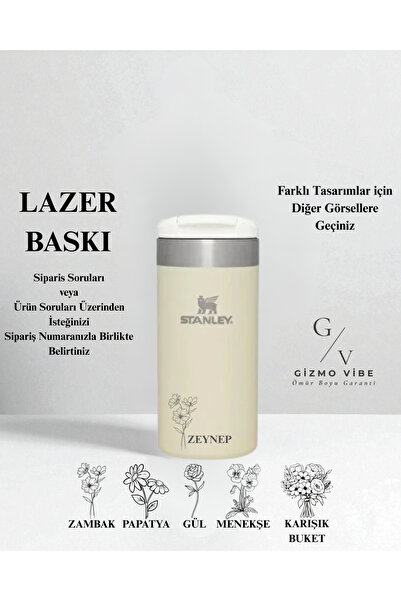 Stanley Kişiselleştirilmiş The Aerolight Transit Termos Bardak 0,35 L Özel Tasarım/İsimli Krem