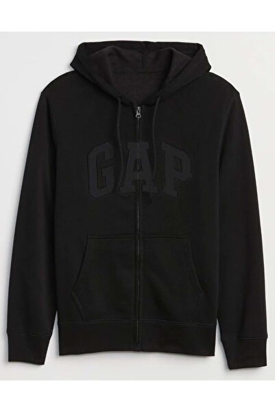 GAP V-Heritage Logo Fz 499917 Чоловічий худі з капюшоном і блискавкою ЧОРНИЙ