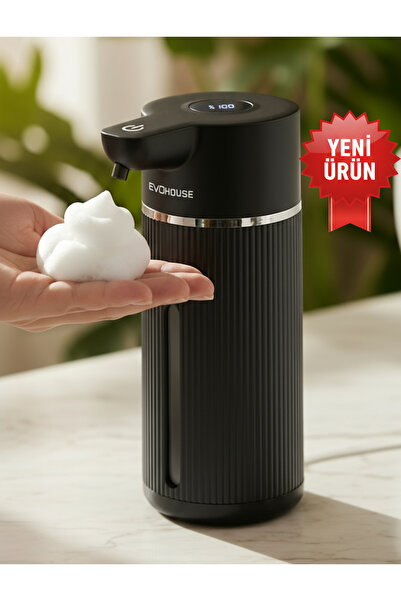 Evo House Otomatik Sensörlü Köpük Sıvı Sabunluk - Şarjlı- Dijital LED Ekran - Duvara Monte - E15 Model