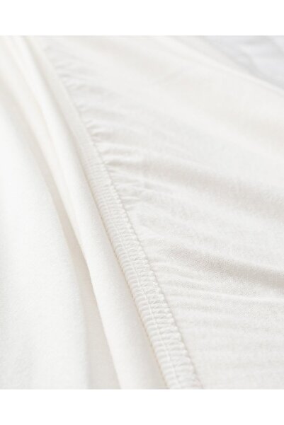 Madame Coco Elastisches Einzelbettlaken aus 100 % gekämmter Baumwolle – Ecru