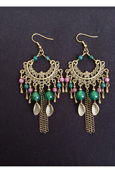 Birtakı'm Şeyler أقراط مصنوعة يدويًا من حجر العقيق الأصلي وحجر الليبيدوليت