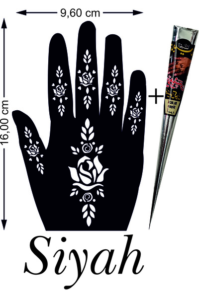 hennadibace Kına Kalıbı (GEÇİCİ DÖVME ŞABLONU)henna Tattoo Stencil Siyah Hint...