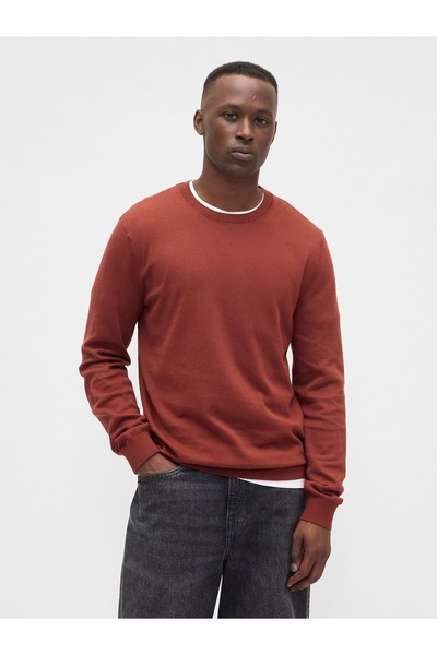 GAP Erkek Açık Kırmızı Bisiklet Yaka Kazak